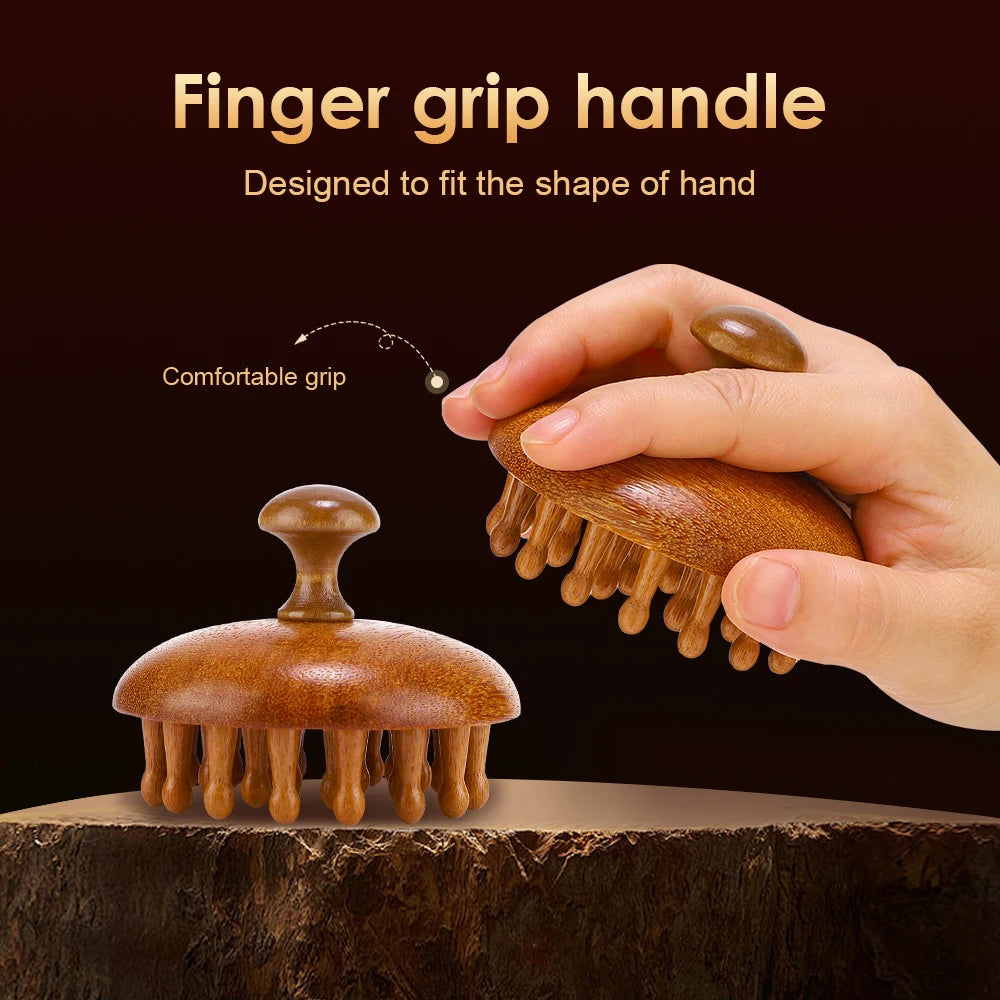 Massage Comb Scalp Head Massager Natural Sandalwood Circular Tooth Guasha Scraping Body Massager