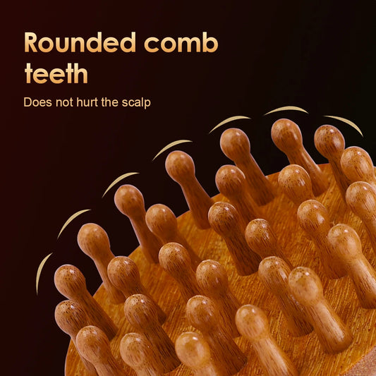 Massage Comb Scalp Head Massager Natural Sandalwood Circular Tooth Guasha Scraping Body Massager